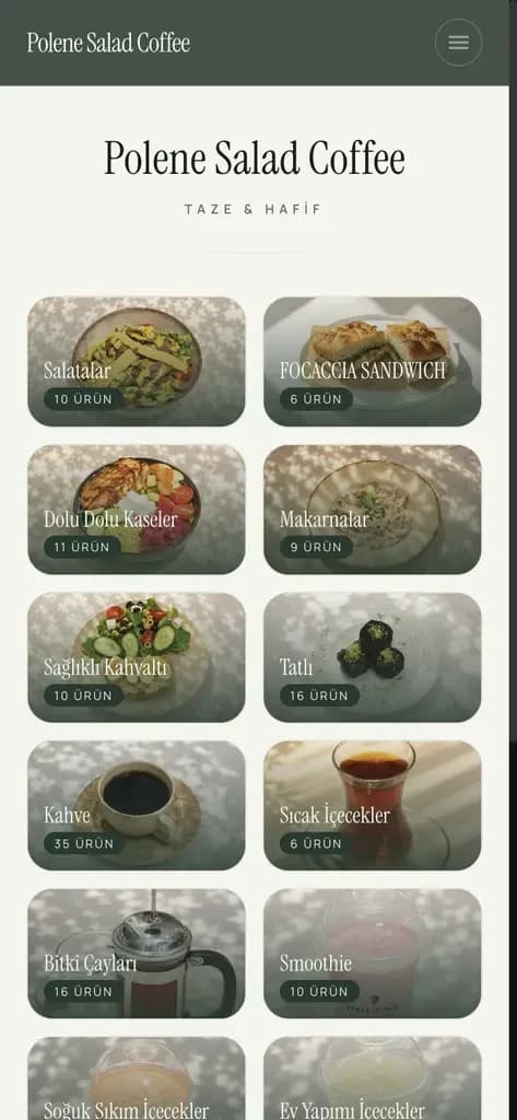 Polene Salad Coffee KBMenu kategori ekranı